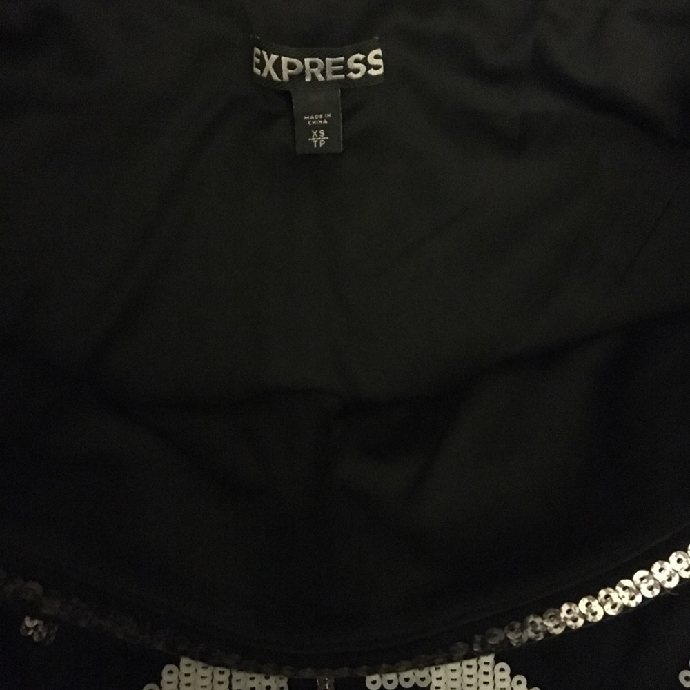 Express Black Aztec Sequin Mini Skirt - Picture 8 of 8